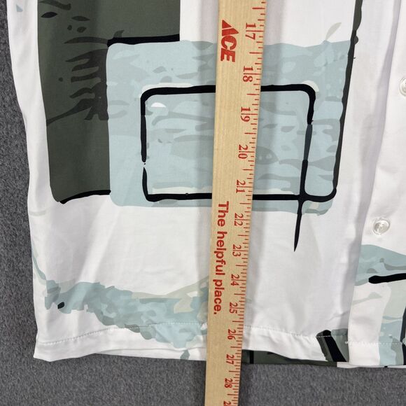 Porter & Ash Kinetic Stretch Shirt Mens Medium Short Sleeve Abstract White Green - Picture 10 of 16